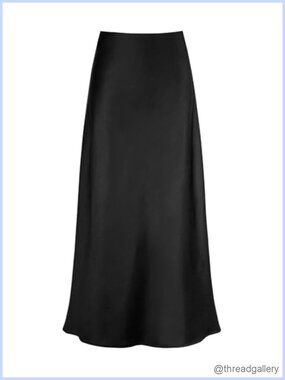 Satin High Waisted A-Line Maxi Skirt Long Silk Formal Skirt